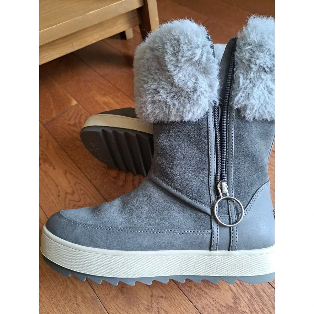 Koolaburra By UGG Women's Grey Suede Leather Tynlee Boots Faux Fur Waterproof 7